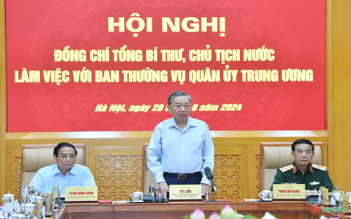 Tổng Bí thư, Chủ tịch nước Tô Lâm làm việc với Ban Thường vụ Quân ủy Trung ương